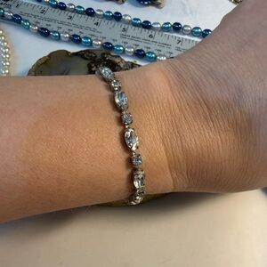 Albert Weiss Silver & Crystal Bracelet 6.75" - 7"